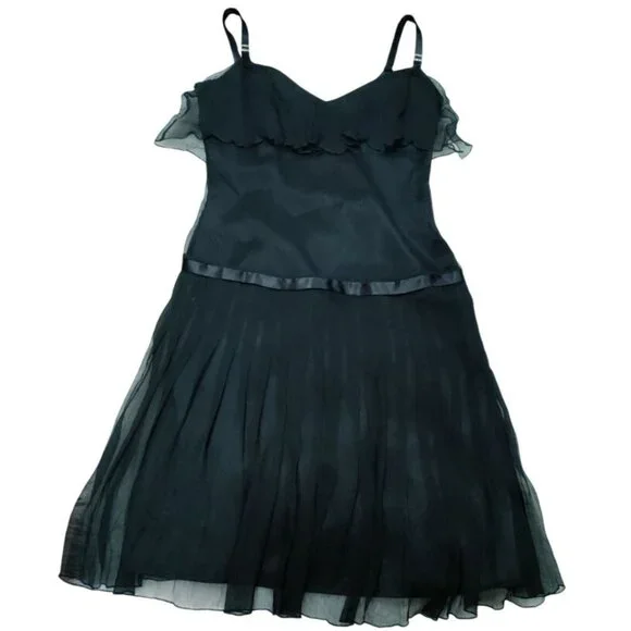 Laundry By Shelli Segal Whimsy Goth Twee Ribbon Waist Silk Dress Women's Size 2 - Picture 2 of 10